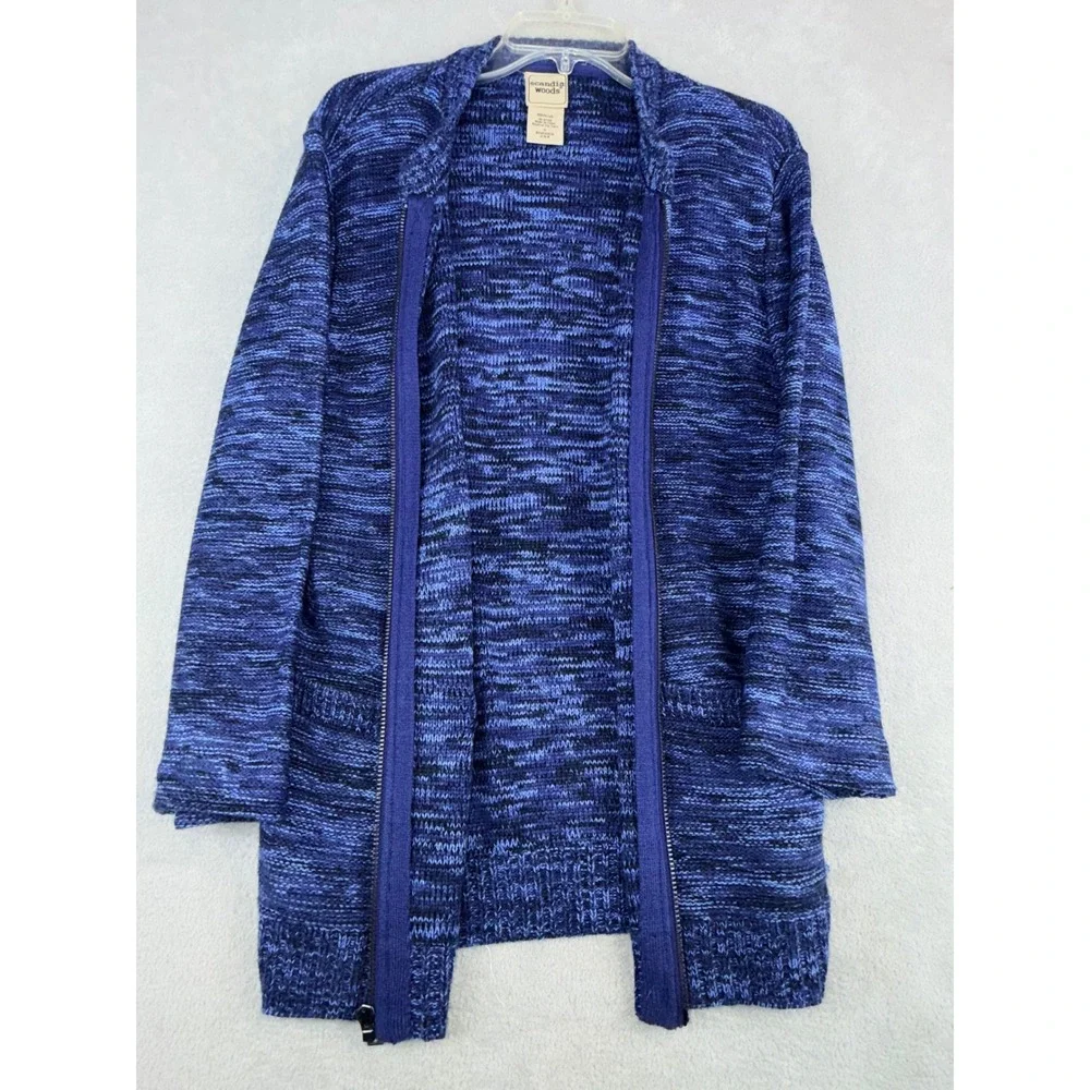 Scandia Woods Mens Small Blue Space Dye Full Zip‎ Cardigan Sweater B06068